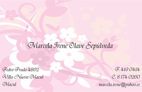 Diseño e impresión de tarjetas de presentación para Marcela Olave