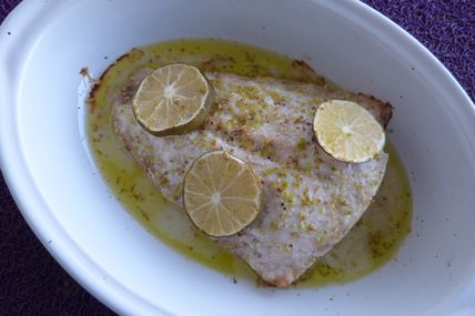 Poisson Rôti, Mariné au Combava, Citron Vert et Poivre