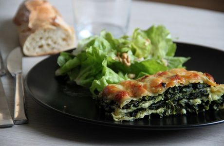 Lasagnes de ravioles de chèvre aux épinards