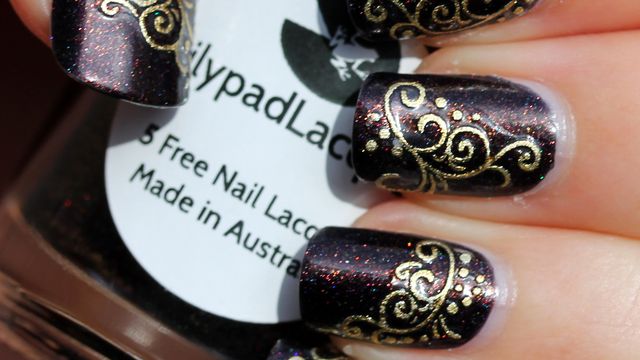Lilypad Lacquer Bronze Goddess Golden Lace Manicure