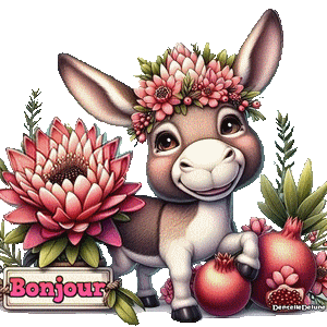 Bonjour gif avec petit âne-a