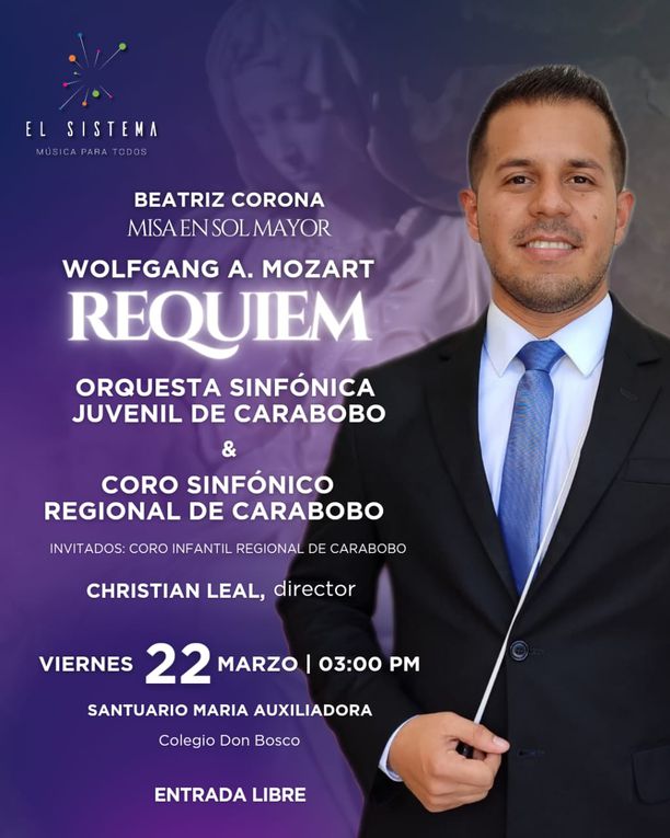 Cincuenta años de estreno del “Réquiem” de Mozart en Venezuela se celebrarán con tres conciertos en Carabobo