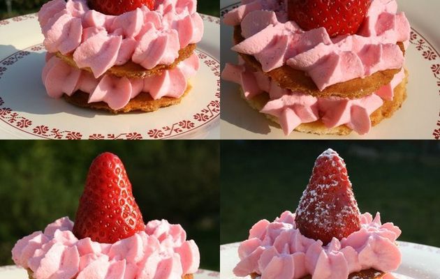 Millefeuille aux fraises et sa chantilly rose pour la St-Valentin
