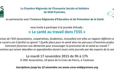 Journée "Santé au travail dans l'ESS" le 17 novembre à Toulouse