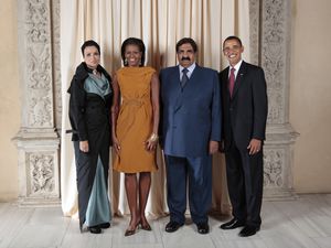 Doha, la capital du Qatar. | La famille émirat du Qatar en compagnie de la famille présidentielle des Etats-Unis, Barack et Michelle Obama.