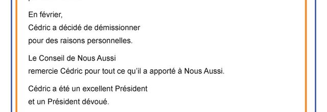 Lettre de NOUS AUSSI - Mai 2016