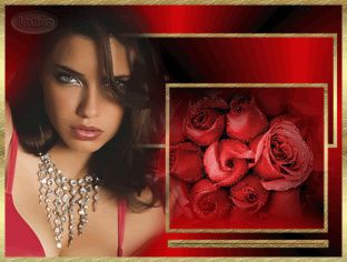 Femme - Brune - Sexy - Bouquet - Roses - Gif scintillant - Gratuit