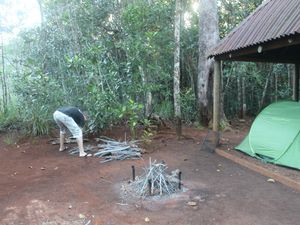 Camping au parc.. Corvée de bois....