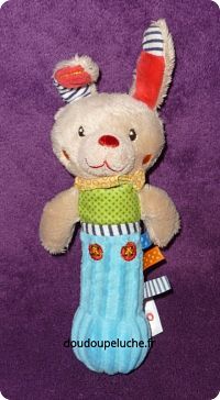 Doudou lapin hochet Ouatoo Baby, velours, ENVOI POSSIBLE