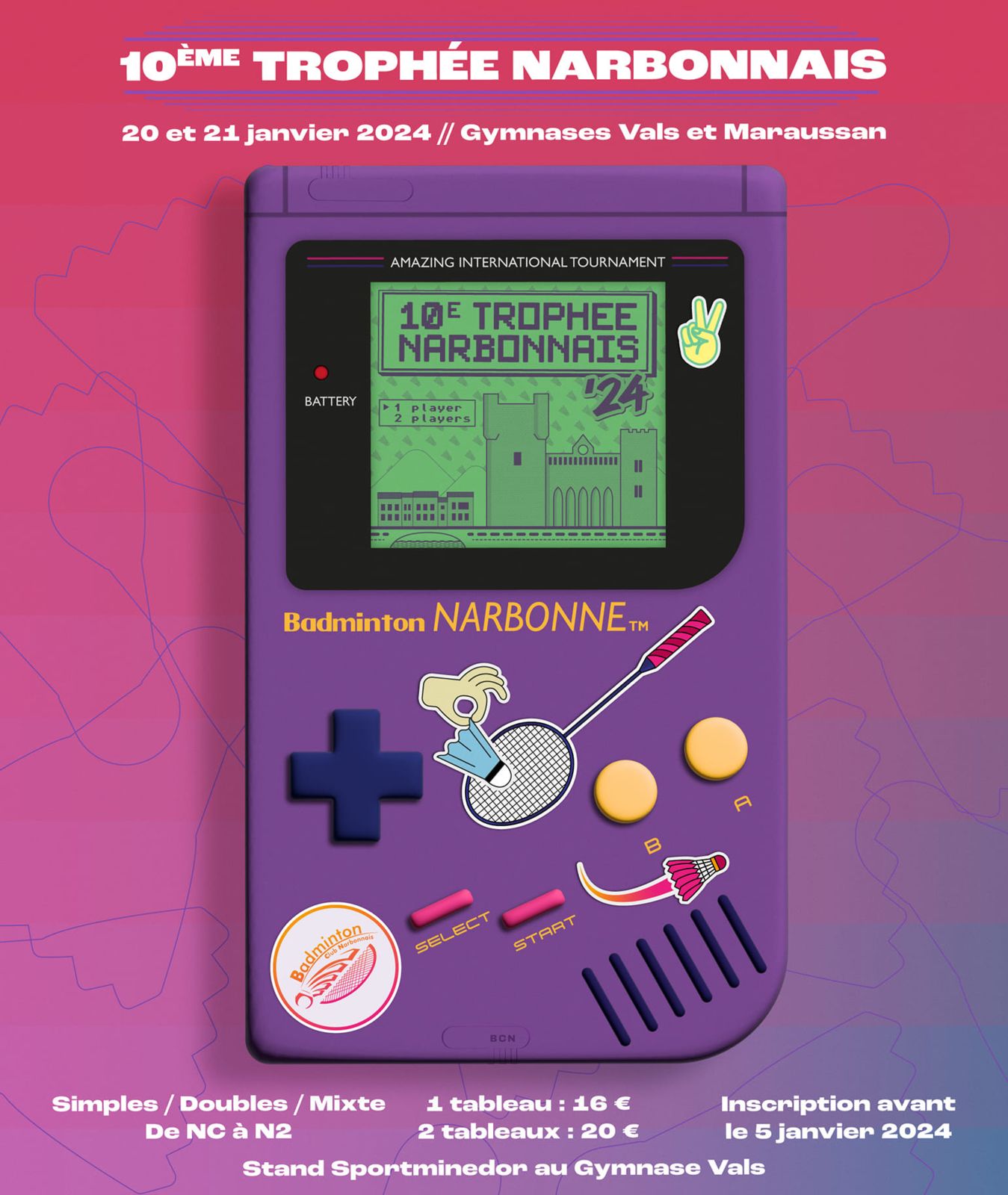 Affiche Badminton Narbonne