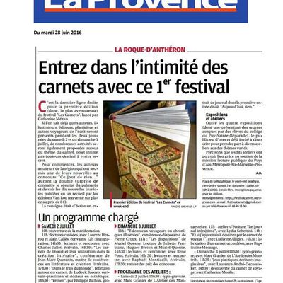 Festival les carnets - la Roque d'Anthéron   les 2 et 3 juillet 2016