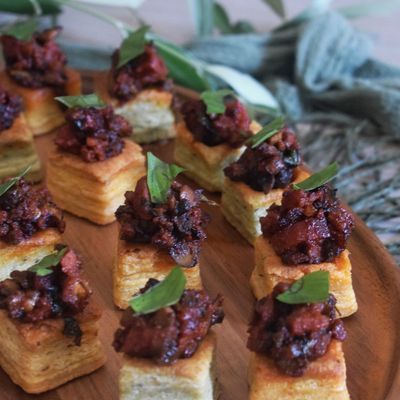 Mini bouchées feuilletées champignons chorizo
