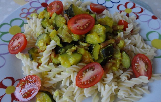 Pâtes aux courgettes et aux lardons
