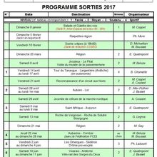 CALENDRIER DES SORTIES EN 2017