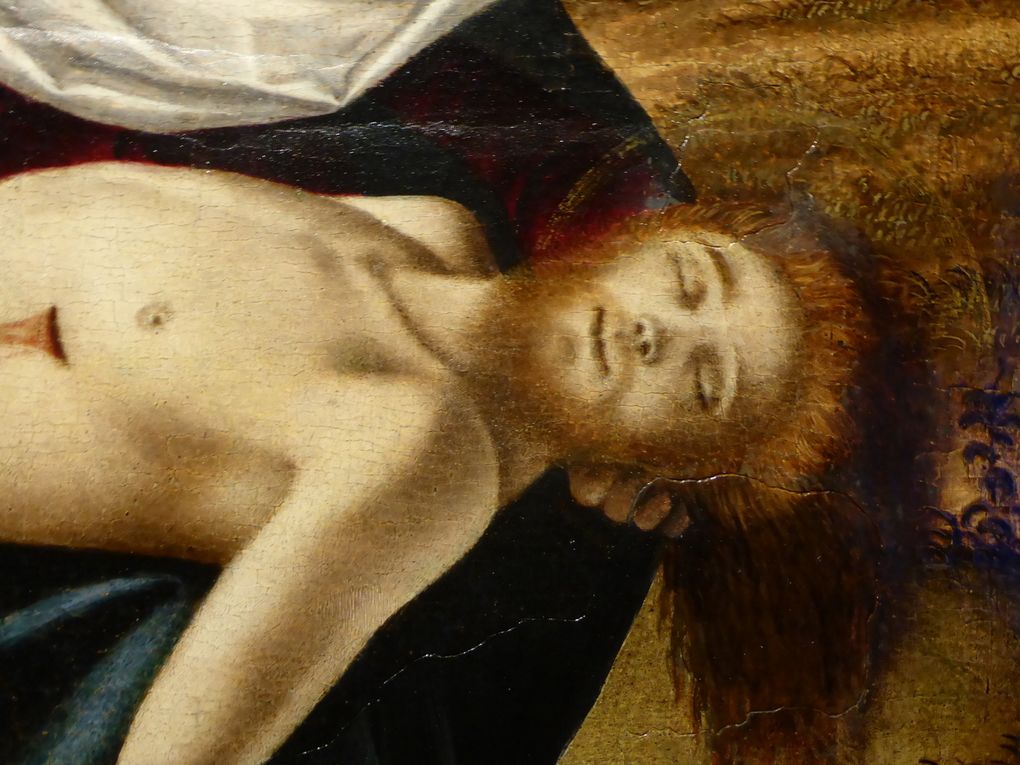 Vittore Carpaccio, trois détails de la Pietà, vers 1488-1490. Huile sur bois. 60, 1 x 82, 2 cm. Museo Correr, Venise © Photographie Gilles Kraemer. Remerciements à l'espace Louis Vuitton Venezia, Venise & au Museo Correr