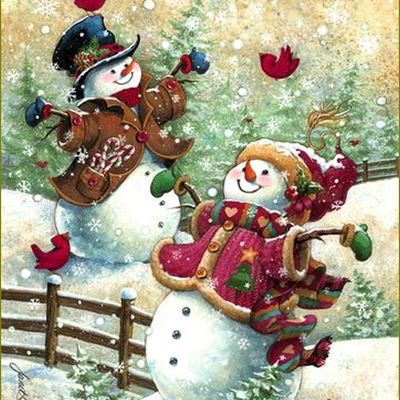 Bonhomme de neige en illustration  par Janet Stever