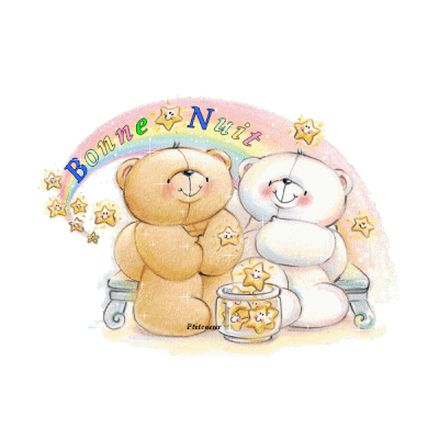 Bonne nuit - Oursons - Bocal - Etoiles - Gif scintillant - Gratuit