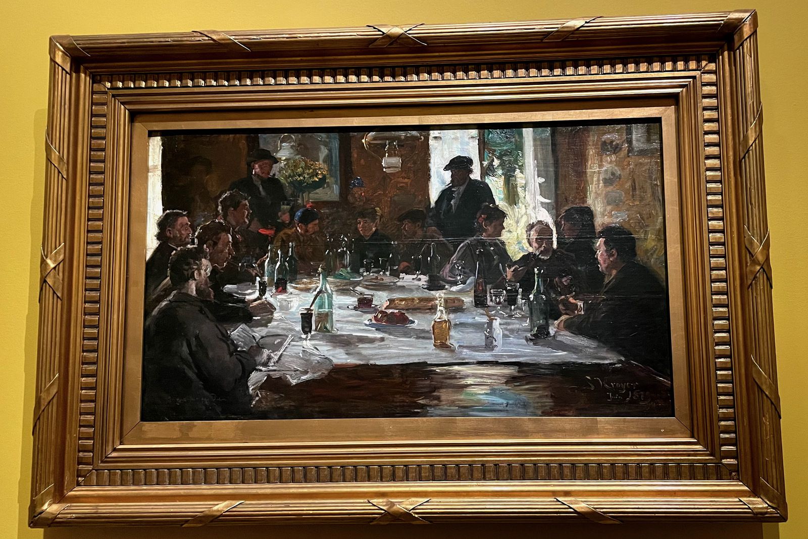 Peder Severin Krøyer, le Déjeuner des artistes à Cernay dit aussi Un déjeuner d'artistes à l'hôtel Léopold de Cernay-la-Ville, 1879, Huile sur bois, Skagen, Skagens Kunstmuseer