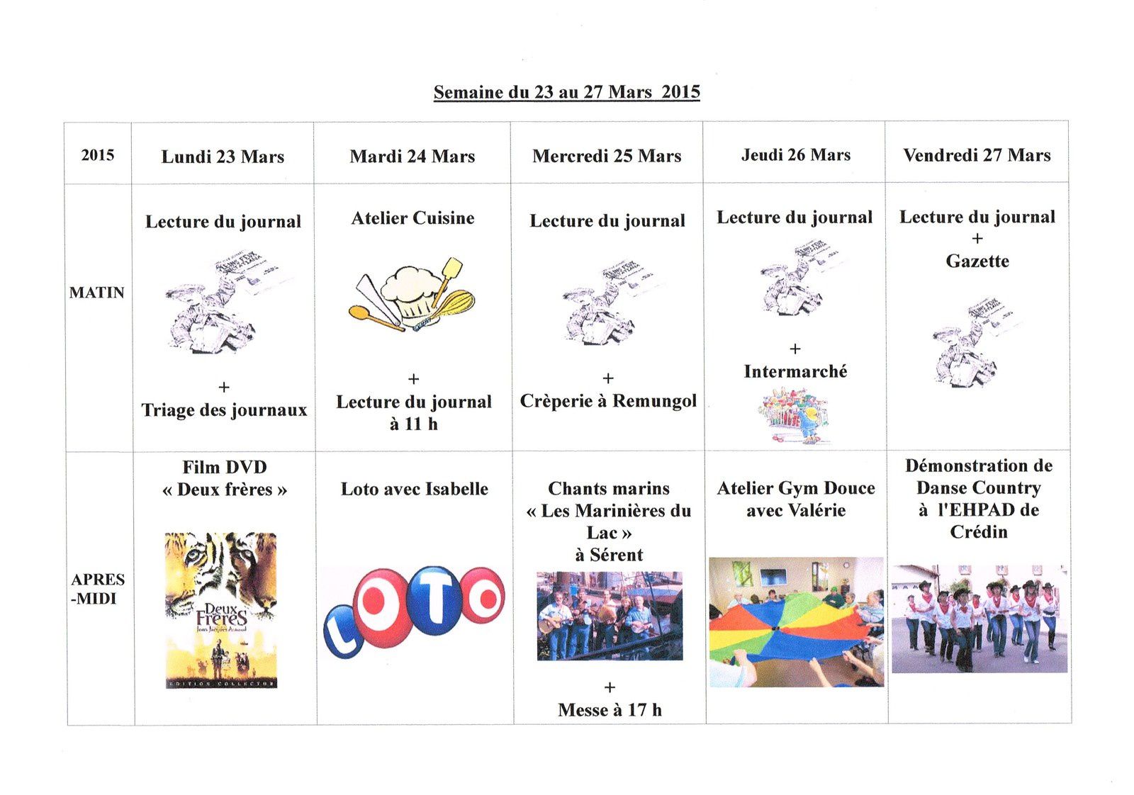 Planning semaine 13