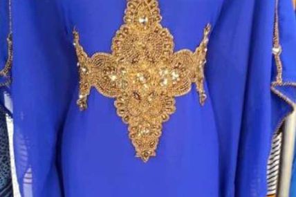 caftan doubai bleu roi or 30e le week end taille 36 a 44 