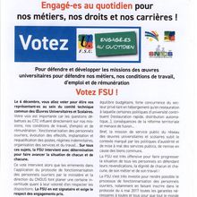 Elections du 6 décembre, Profession de foi de la FSU pour le CTC des Crous et Cnous