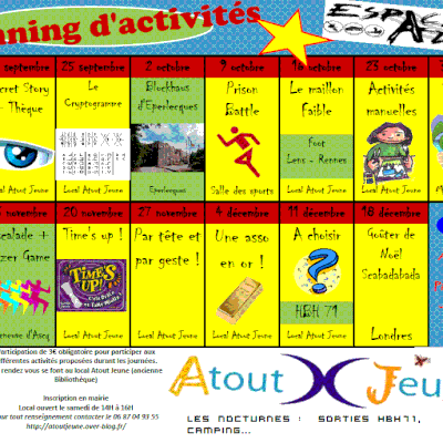 Planning de la rentrée