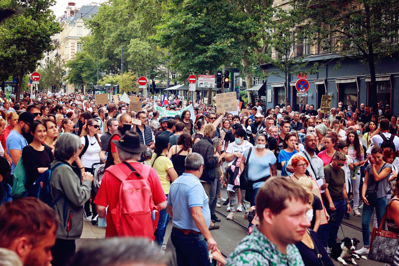 Plusieurs milliers de manifestants samedi 31 juillet 2021 à St-Étienne contre le passe sanitaire.
