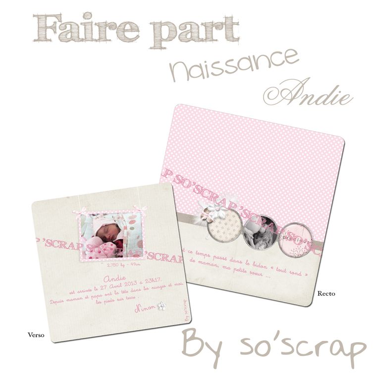 quelques réalisations clientes 
faire part de naissance sur mesure, original et unique
SCRAPBOOKING DIGITAL
fée clochette
nuage, ailes d'ange
carte de remerciements assorties