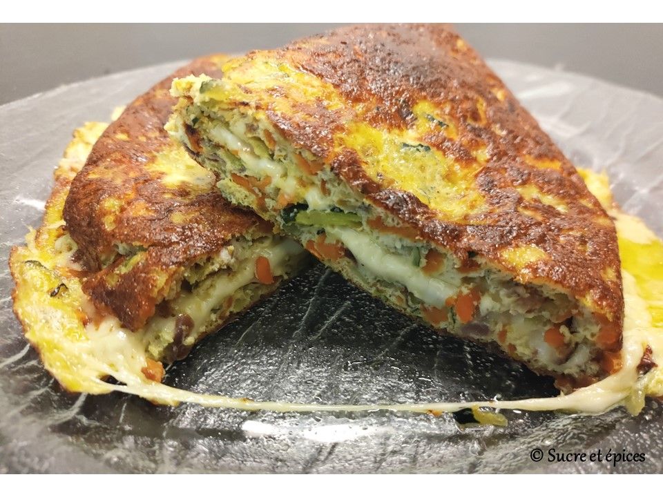 Omelette aux légumes et au fromage