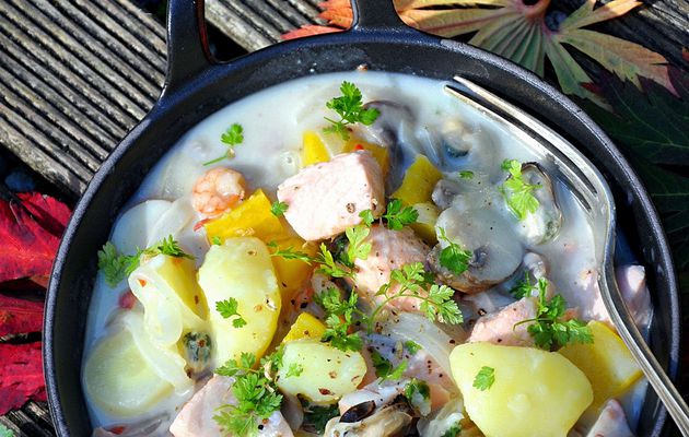 Blanquette au saumon et fruits de mer