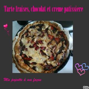 Tarte fraises, chocolat et creme pâtissiere :
