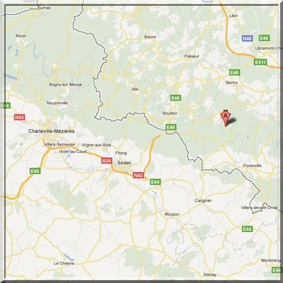 Belgique - Herbeumont - Position château sur carte