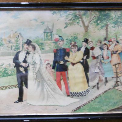 TABLEAU CHROMO MARIAGE CIRCA 1910