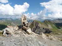 Depuis le cairn de la crête, trois vues (Mt Blanc, brêche de Parozan, aiguille de la Nova).