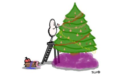 Preparation of the Christmas tree.../ Préparation du Sapin de Noël...