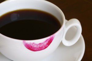 A great cup of coffee and a beautiful lipstick Is all a girl needs