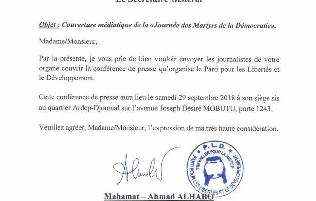Le PLD organise une conférence de presse ce samedi au Tchad