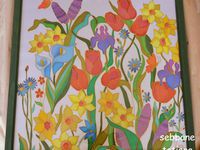 tableaux Fleurs,peinture sur soie,monotype et serti