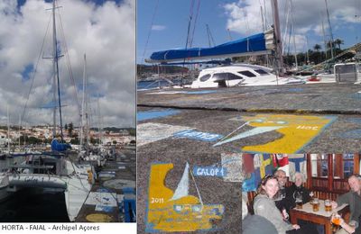 Peinture sur le quai d'Horta et nouvelle navigatrice