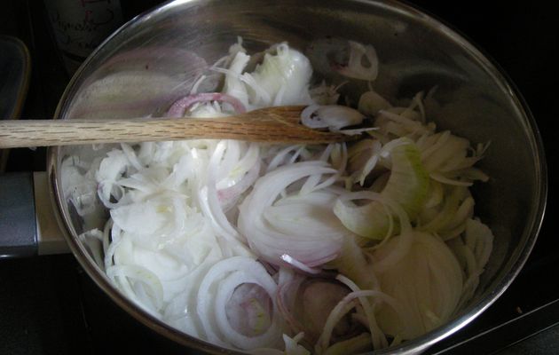 Confit d 'oignon au vin rouge et miel du Mékong .