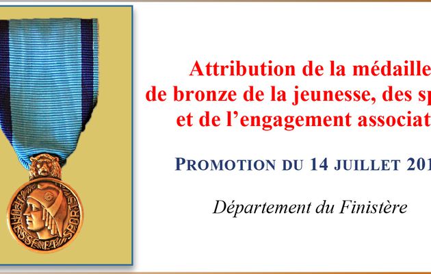 Attribution de la médaille de bronze JSEA - promotion du 14 juillet 2015
