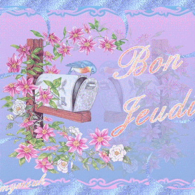 Bon jeudi - Boîte aux lettres - Oiseau - Gif scintillant - Gratuit