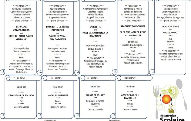 menus du 2 au 6 décembre 2013