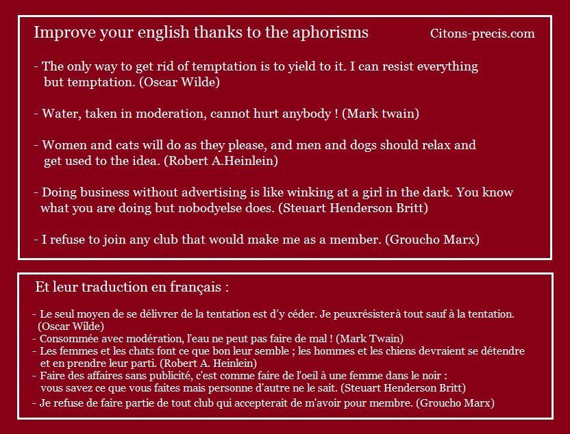Improve Your English Quelques Citations Et Proverbes Oscar Wilde Mark Twain Robert A Heinlein Stewart Henderson Britt Groucho Marx Citons Precis Com Citations