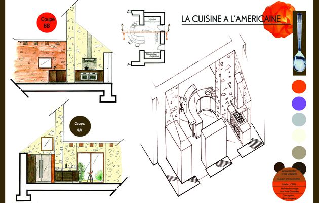 Aménagement d'une cuisine ouverte "à l'américaine" dans une longère rénovée