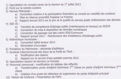 Ordre du jour du Conseil du 09.09.2013