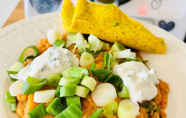 Dahl de lentilles corail et galettes au curcuma avec ou sans Thermomix 