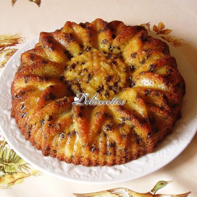 Gâteau aux poires, noisette et pépites de chocolat