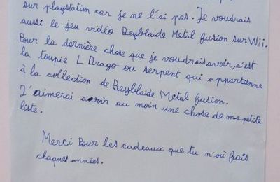 La lettre au Pére Noël de mes Loulous ...