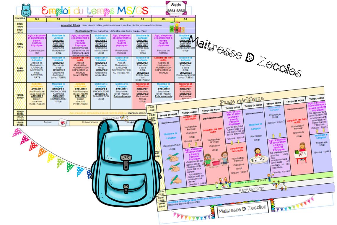 Images Emploi Du Temps Maternelle MS/GS : Emploi du temps - Mes tresses D Zécolles